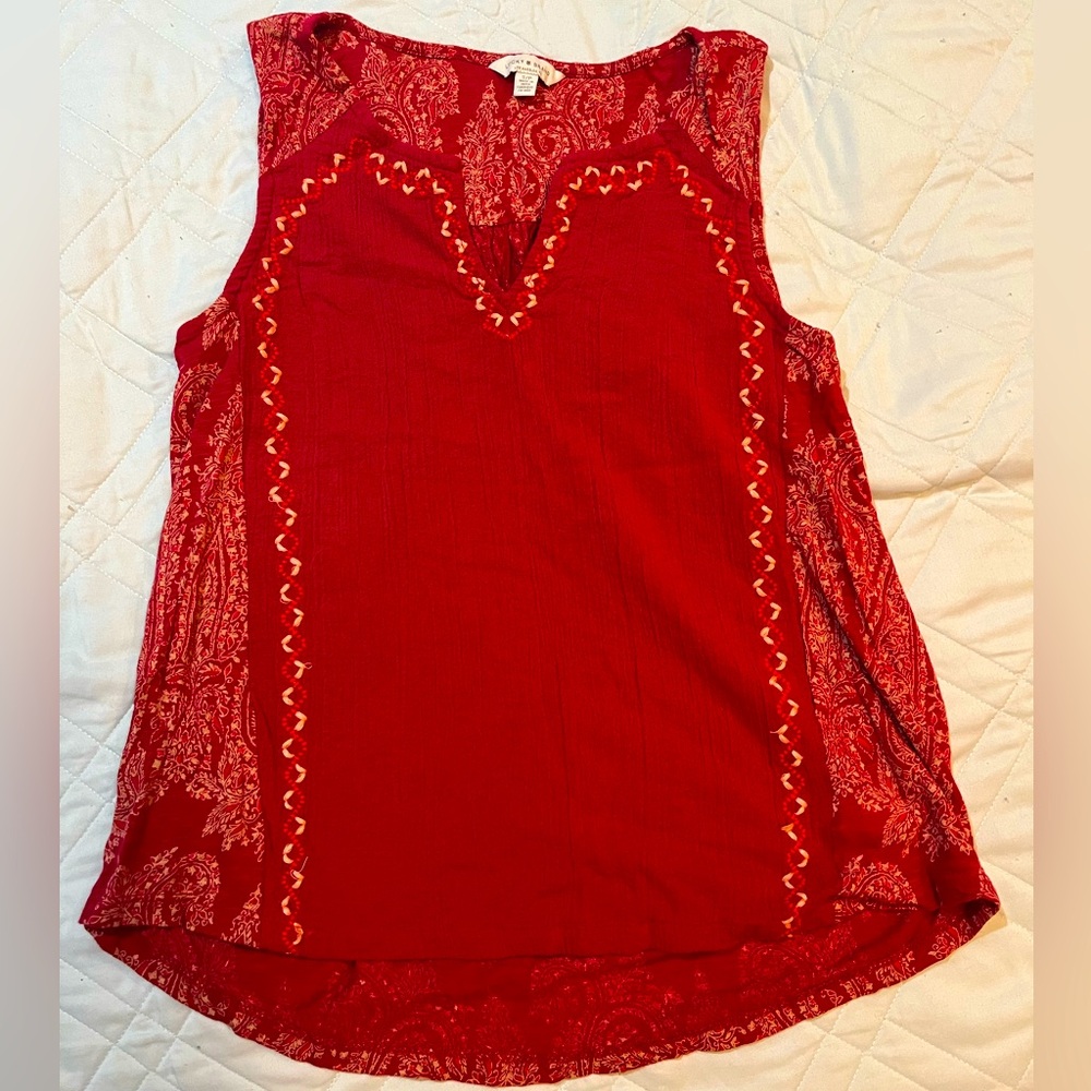 Lucky Brand paisley red top
